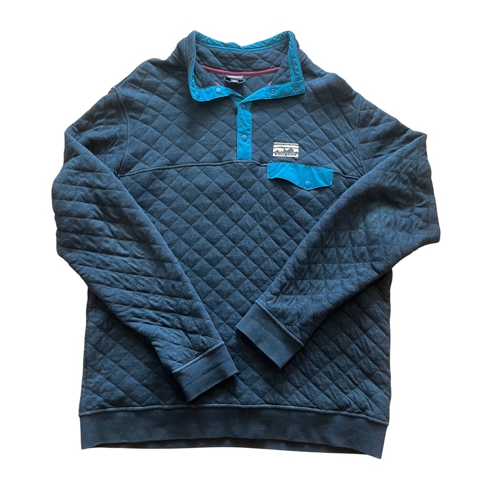Patagonia Mens Cotton‎ Quilt Snap-T Pullover Grey Blue XL 25371